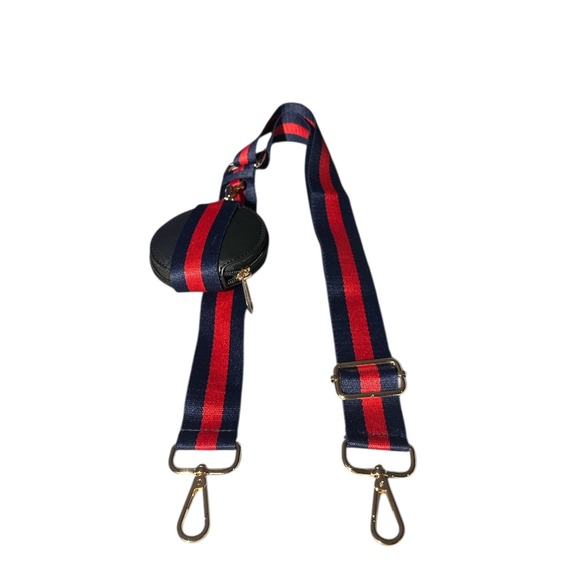 Vintage GUCCI Clutch Bag With Navy/Red Unbranded Replacement Strap & Coin Case - Picture 6 of 7